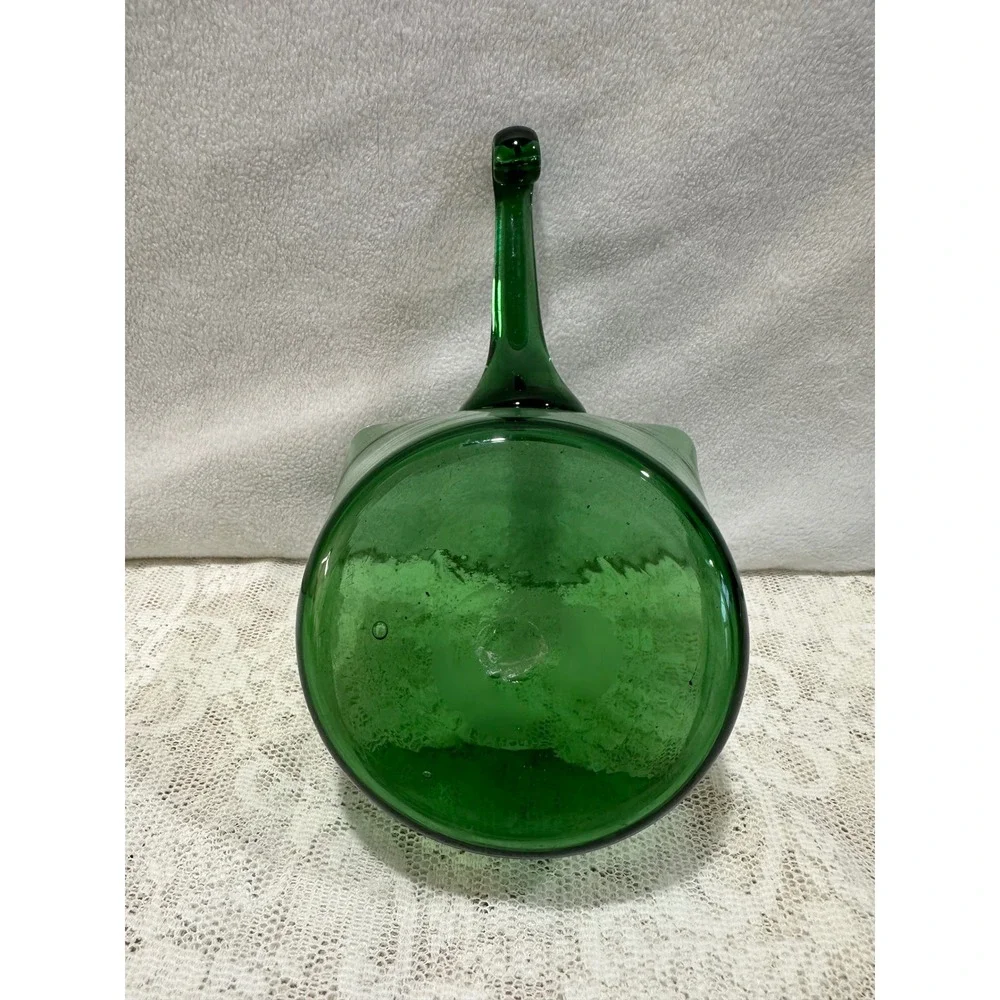 Vintage Emerald Green‎ Glass Pot with Handle Foraging Serving Kitchenware
